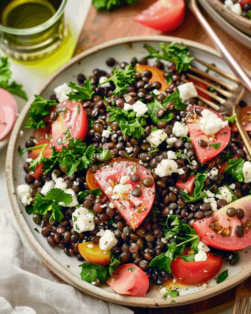 Mediterranean Black Lentil Salad with Feta