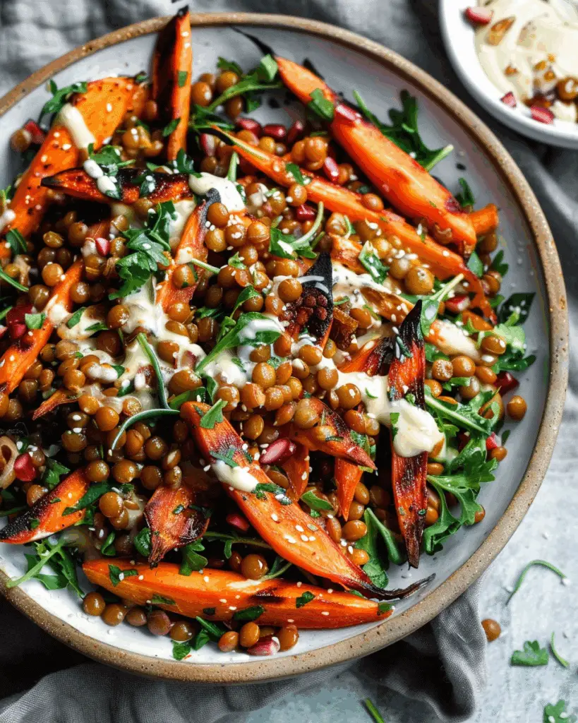Roasted Carrot Salad with Tahini and Lentils