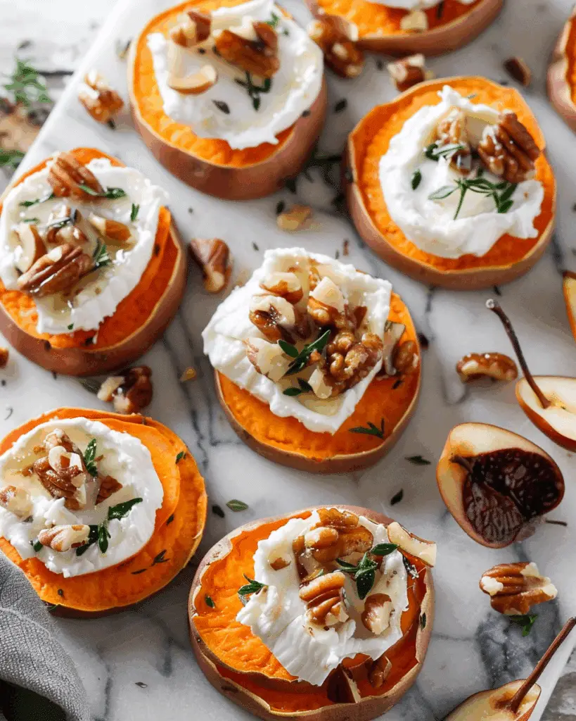 Pear & Whipped Goat Cheese Sweet Potato Rounds
