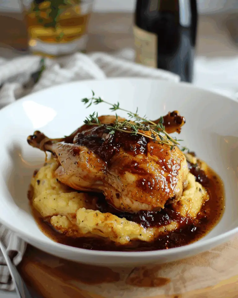 Roast Chicken with Red Wine Demi-Glace and Polenta