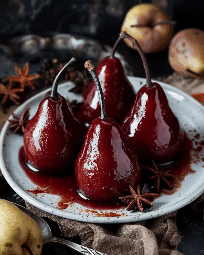 Spiced Wine Poached Pears