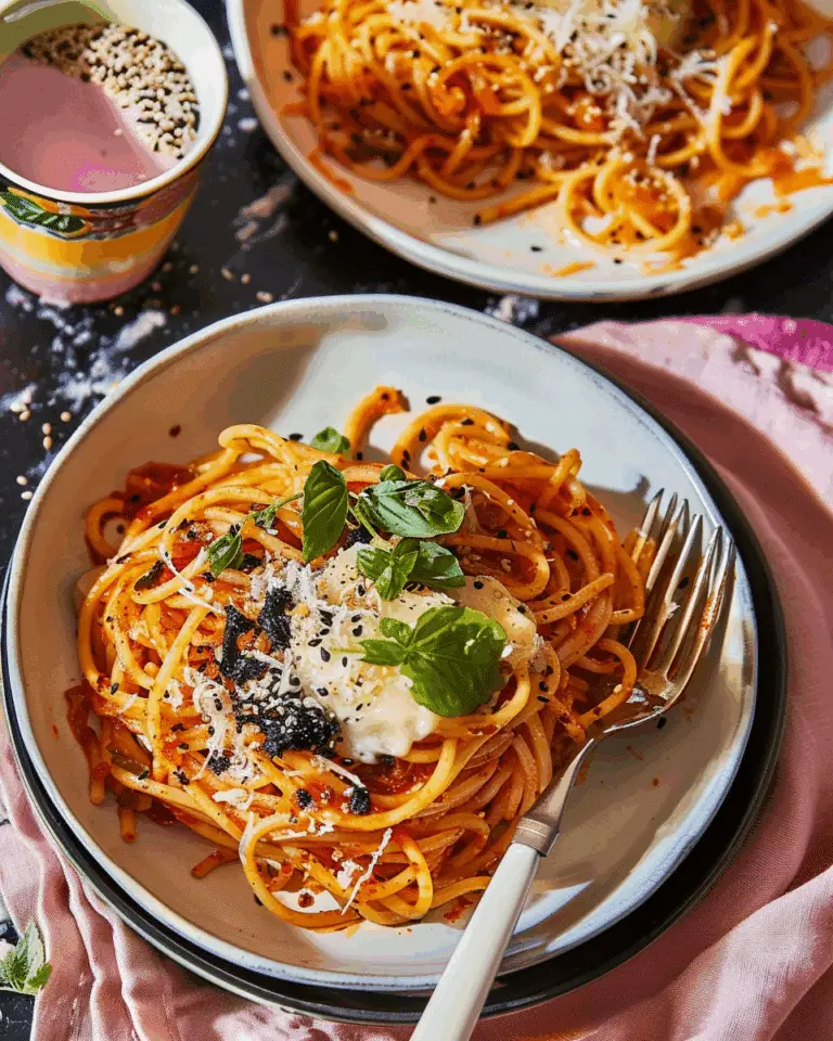 Cheesy Kimchi Linguine with Gochujang Butter