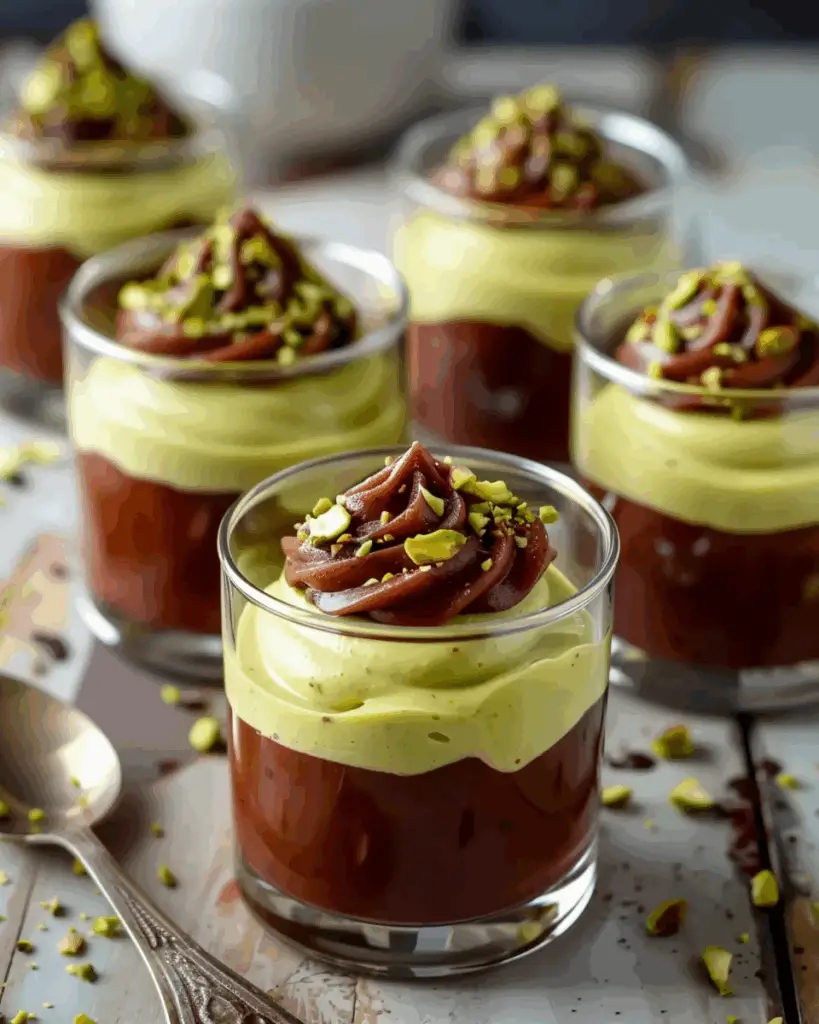 Pistachio Mousse with Chocolate Ganache