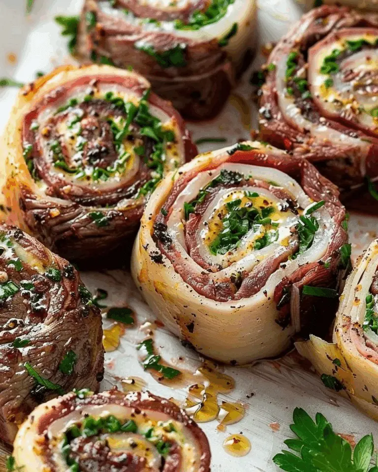 6 Ingredient Stuffed Flank Steak Rolls (Pinwheels)