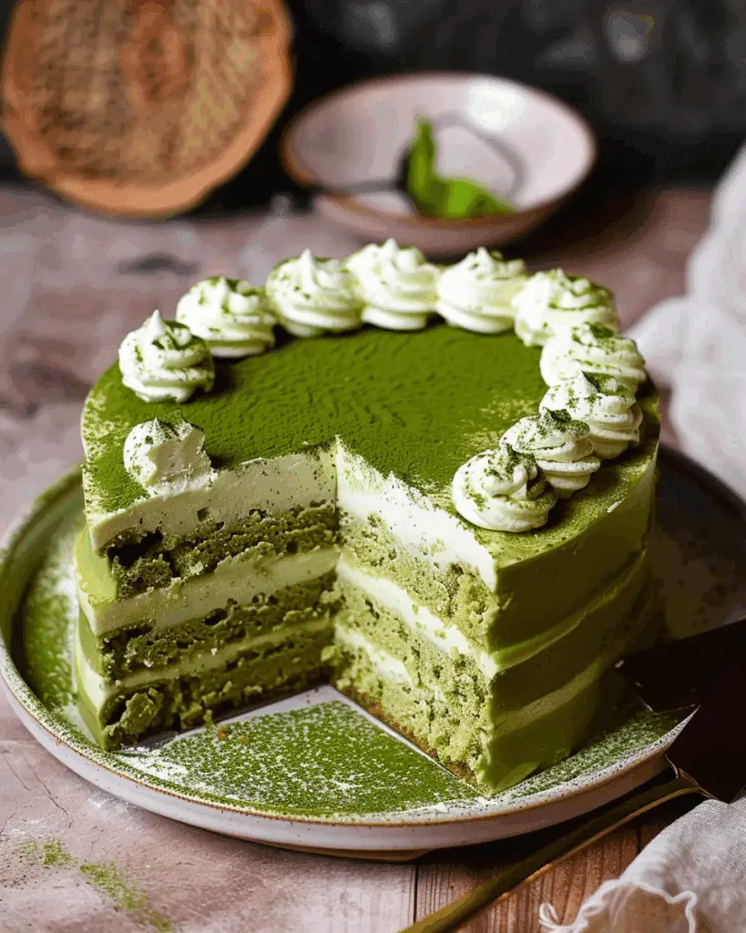 Eggless Matcha Tiramisu Cake