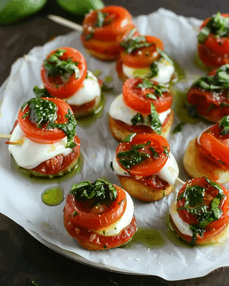 Pepperoni Caprese Bites with Basil Vinaigrette