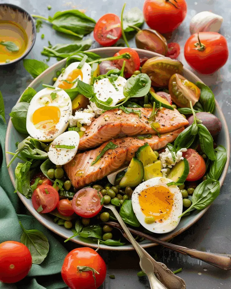 Niçoise Salad with Pan-Seared Salmon & Basil Vinaigrette