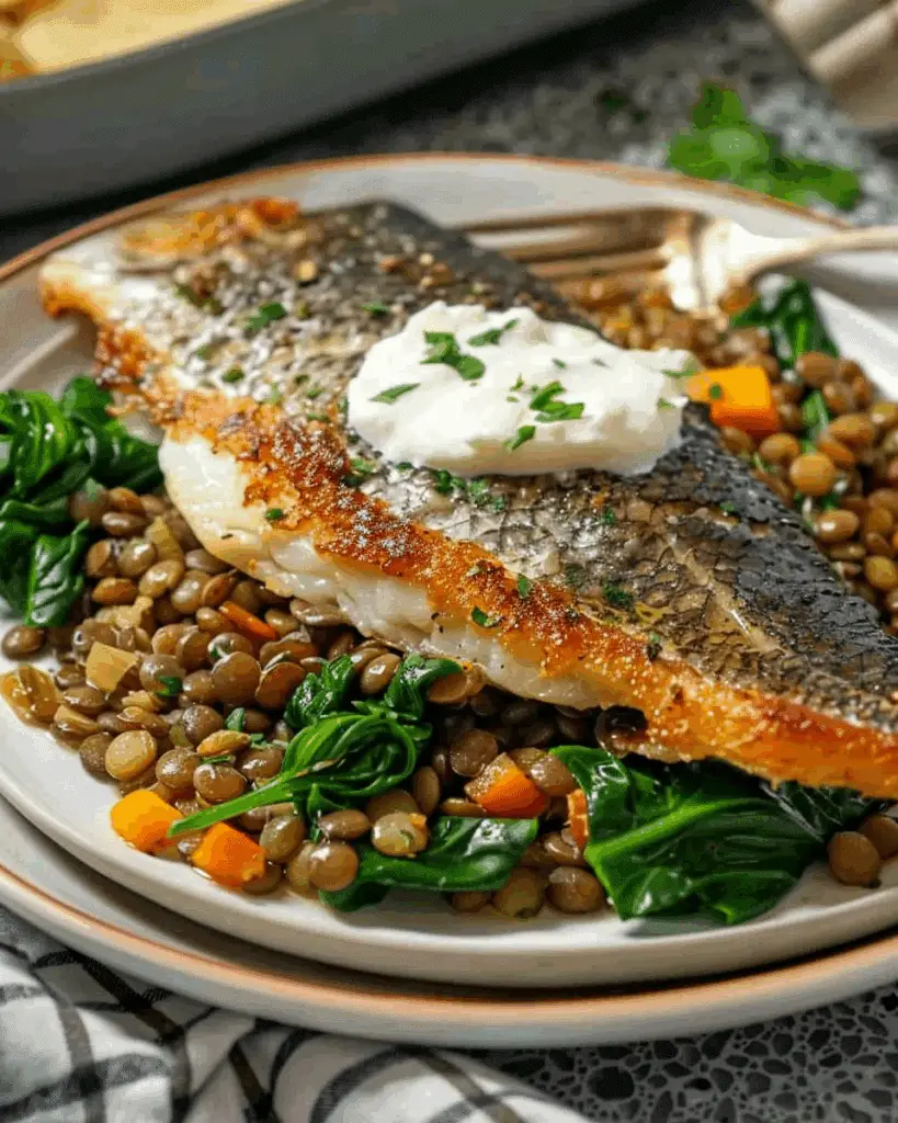 Pan Fried Sea Bass with Lentils