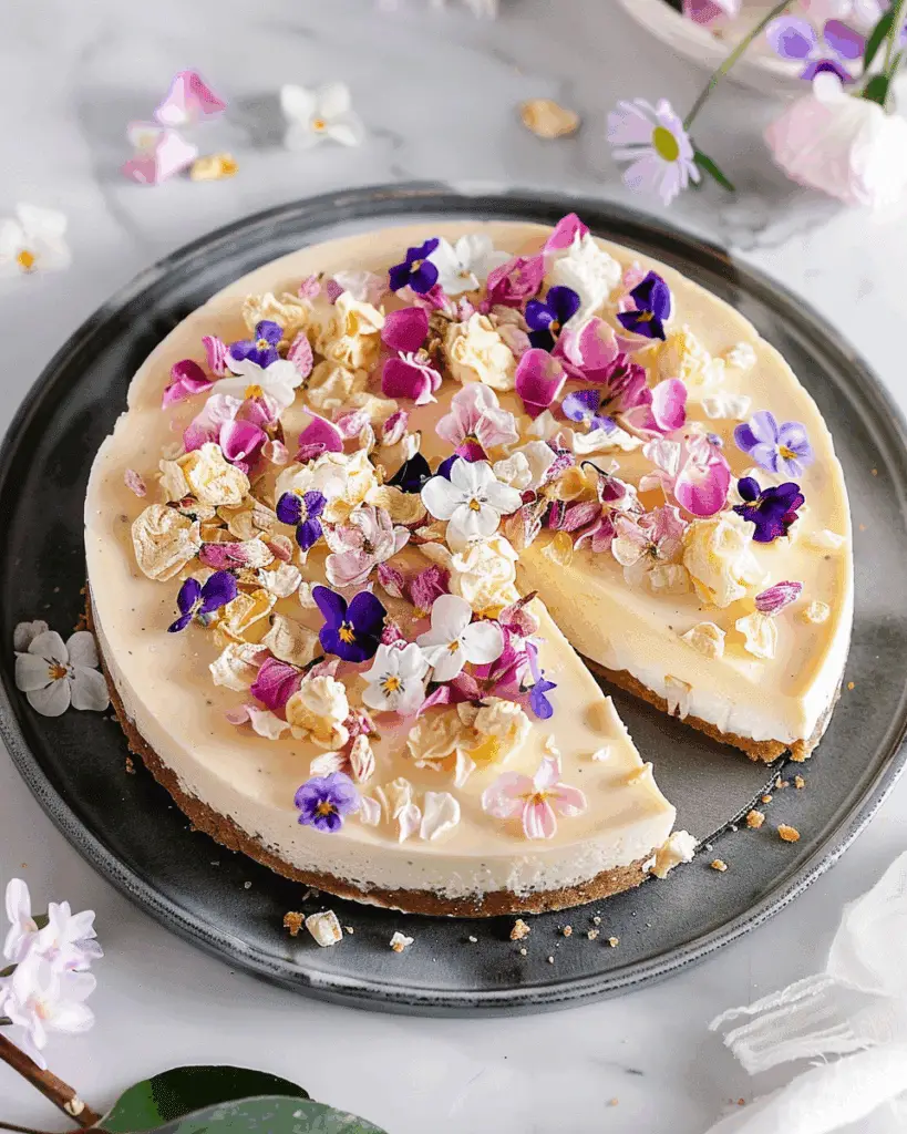 Freeze-Dried Flowers Cheesecake