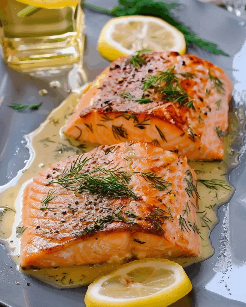 Grilled Salmon with Lemon Dill Butter