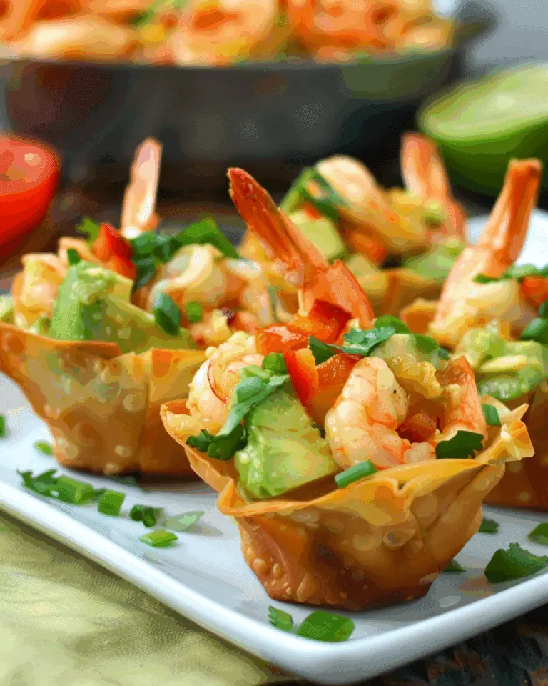 Shrimp Avocado Wonton Cup Appetizer