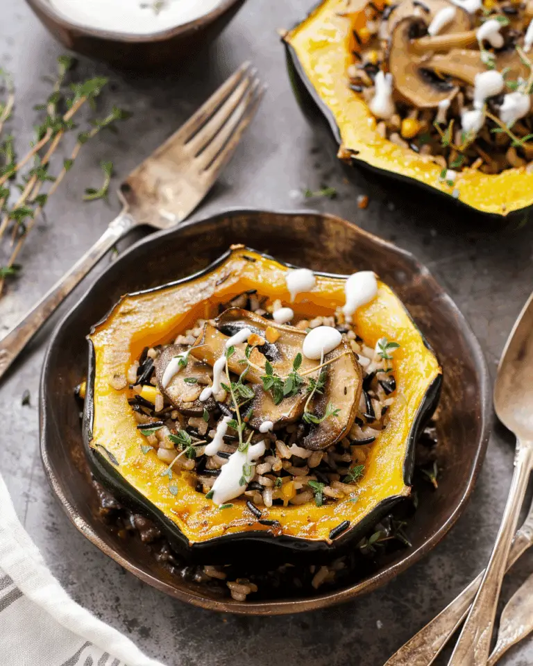 Mushroom & Wild Rice Stuffed Acorn Squash