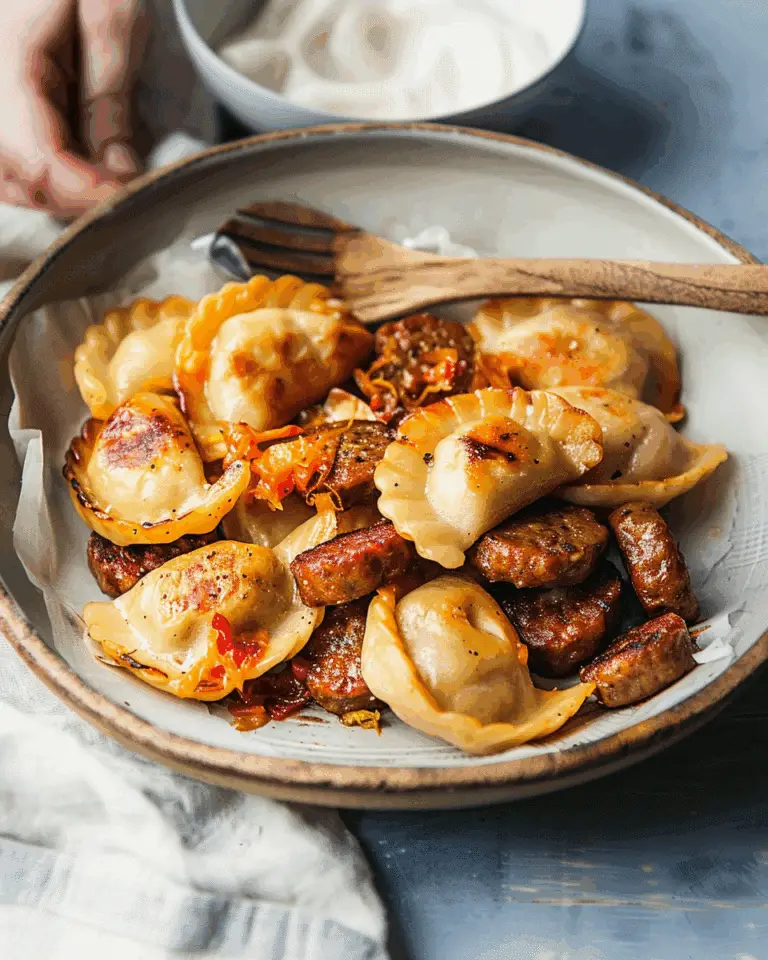 Frozen Pierogi with Vegan Sausage