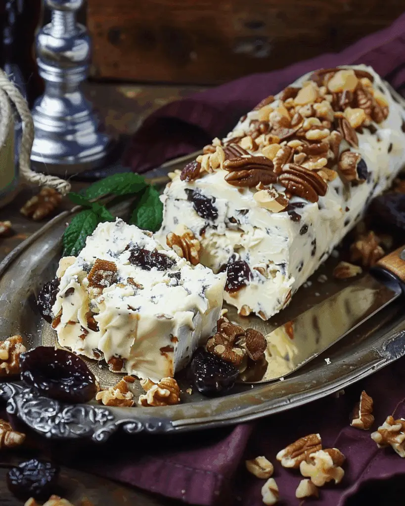 Blue Cheese Nut Log with Port Poached Prunes