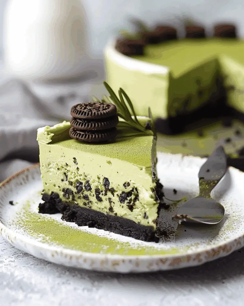 No-Bake Matcha Oreo Cheesecake