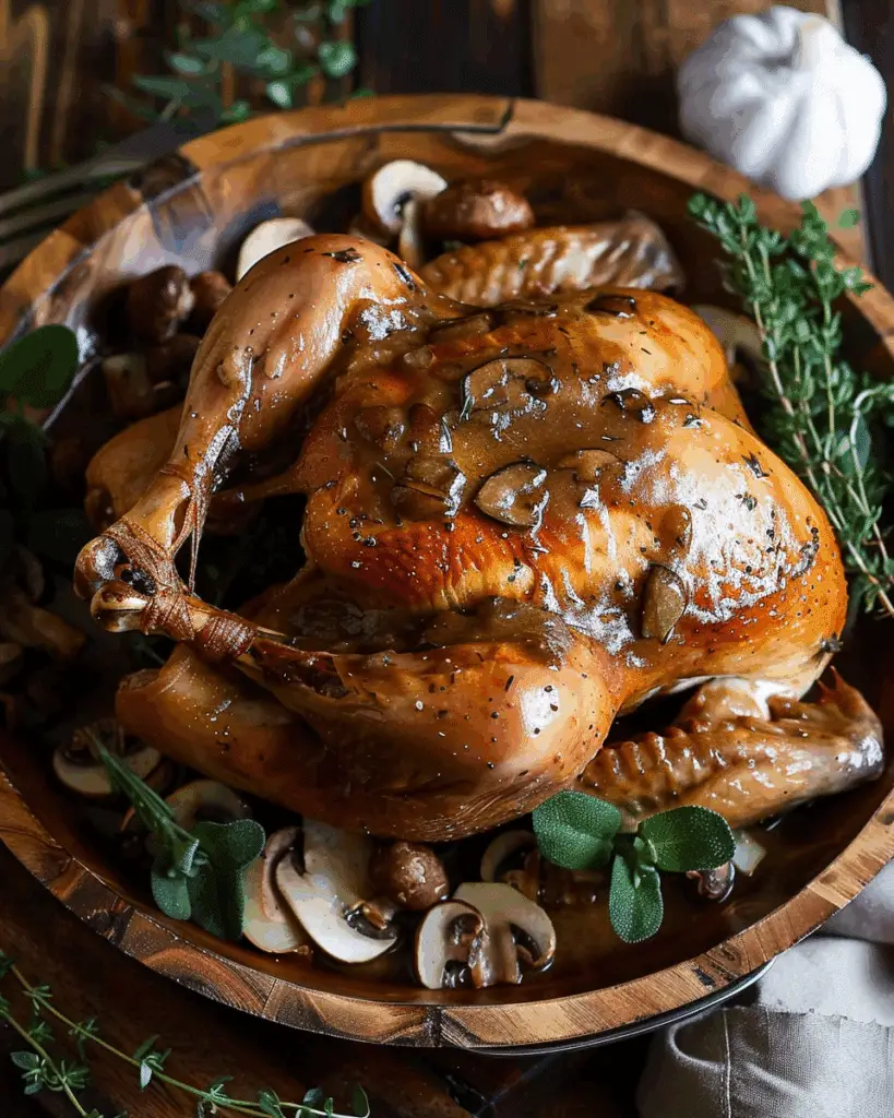 Roast Chicken with Mushroom Gravy