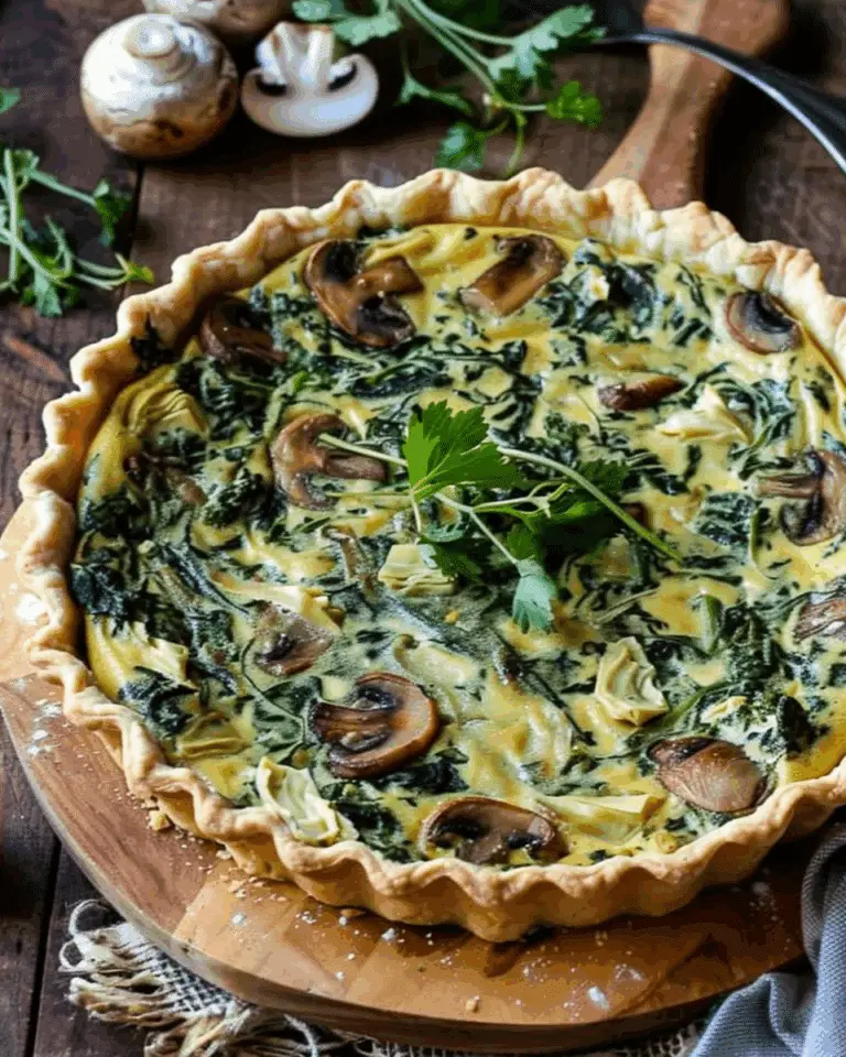 Vegan Spinach Artichoke Mushroom Quiche