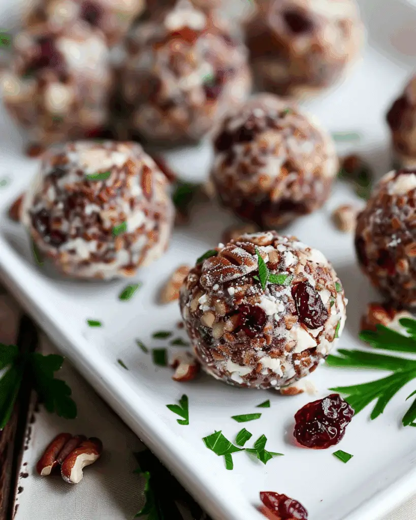 Mini Candied Pecan Cranberry Goat Cheese Balls