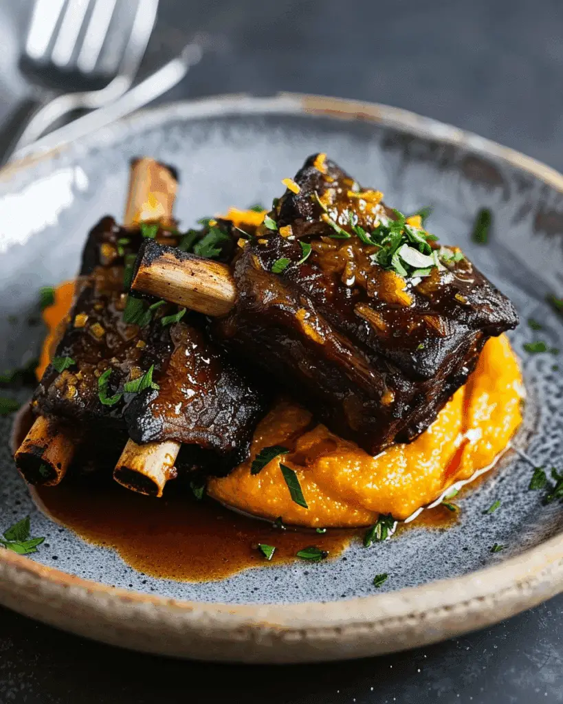 Beef Short Ribs with Pumpkin, Maple and Paprika Puree