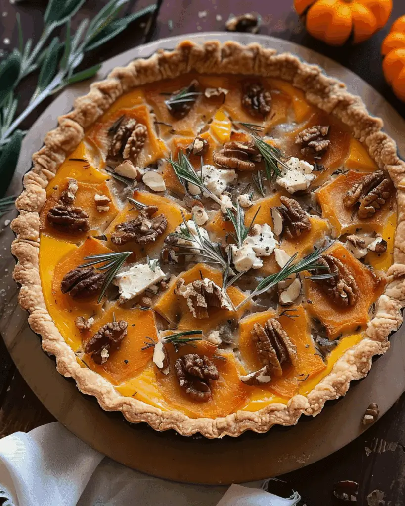 Butternut Squash, Goats Cheese and Walnut Tart