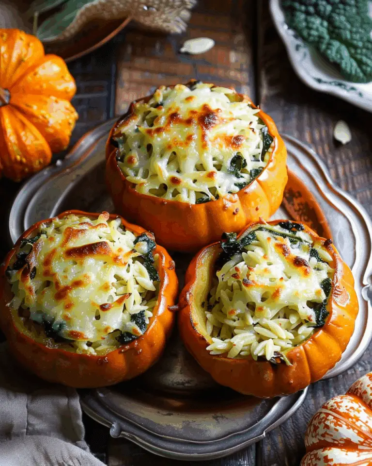 Cheesy Orzo and Kale Stuffed Pumpkins