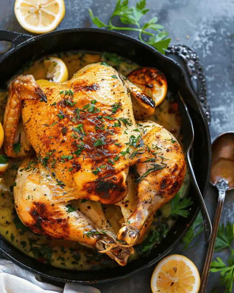 Roasted Lemon Garlic Butter Spatchcock Chicken