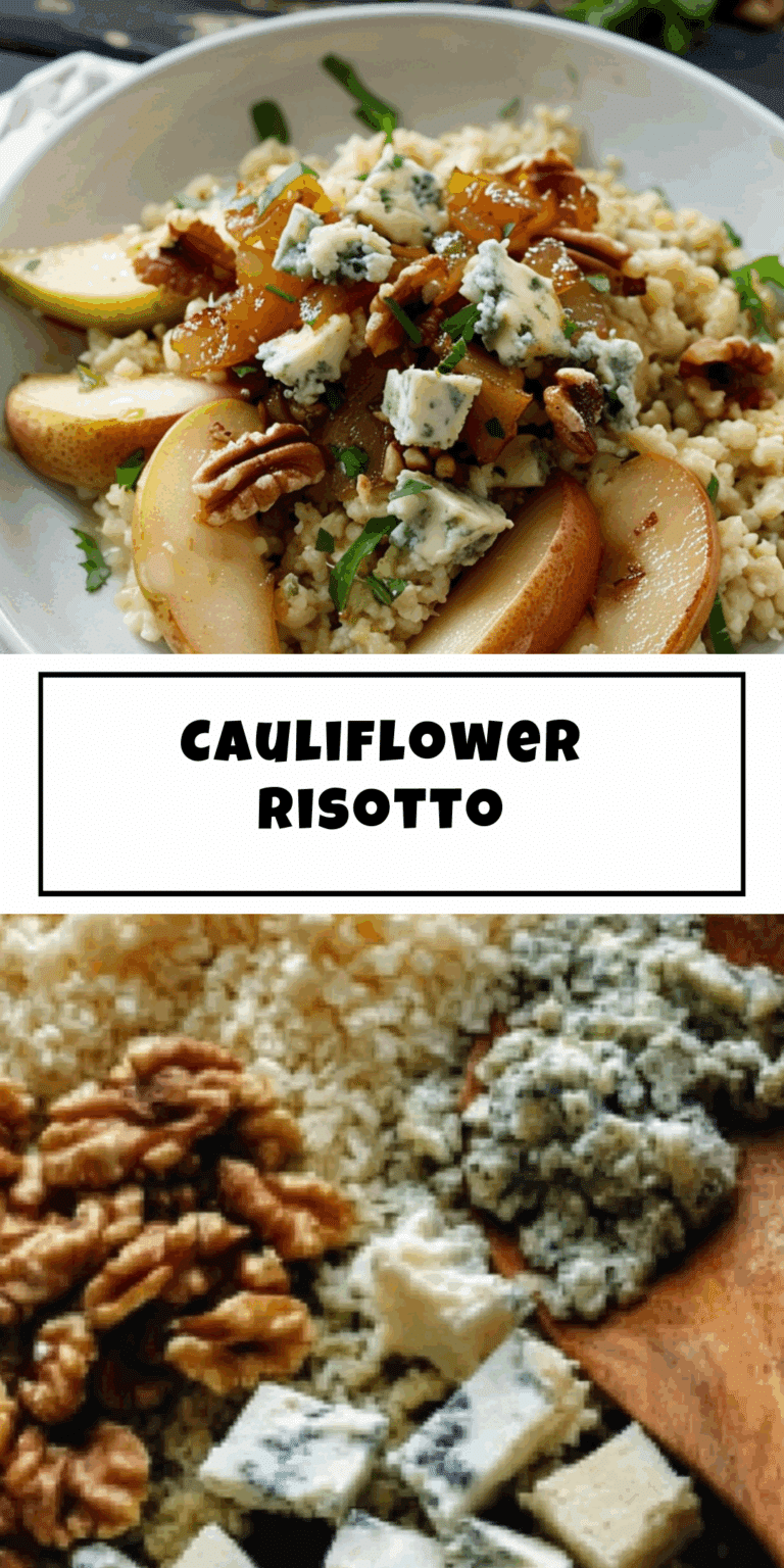 Cauliflower Risotto with Caramelized Pears, Blue Cheese and Walnuts