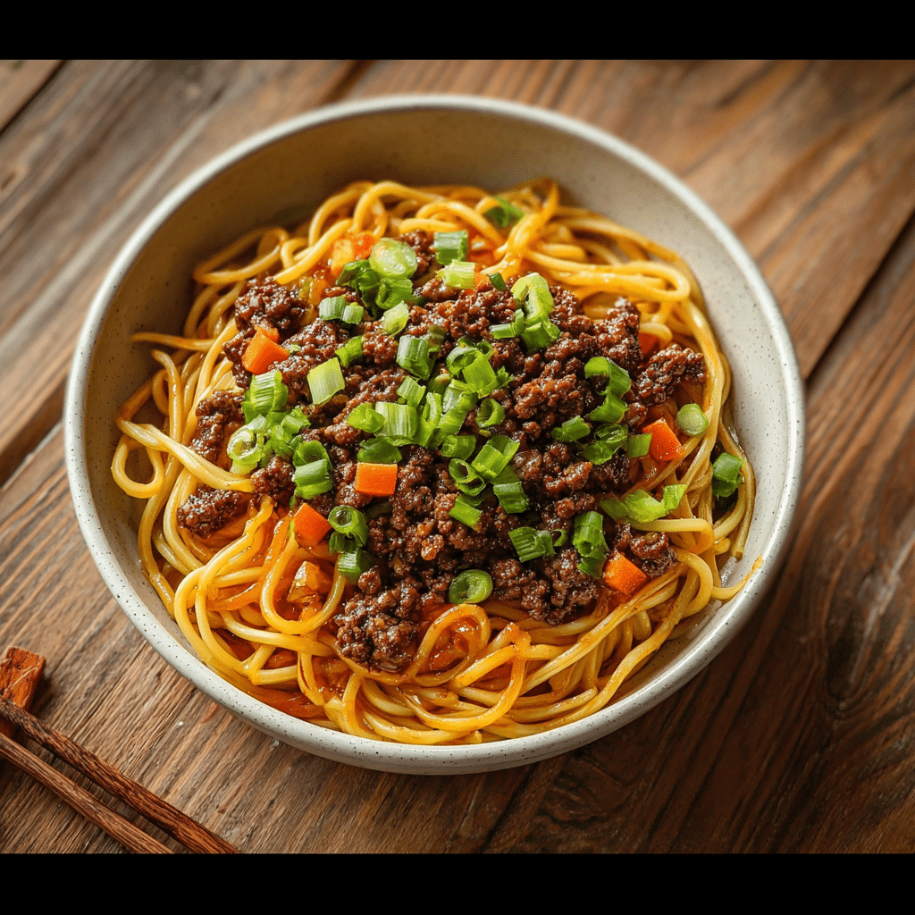 Mongolian Ground Beef Noodles Recipe