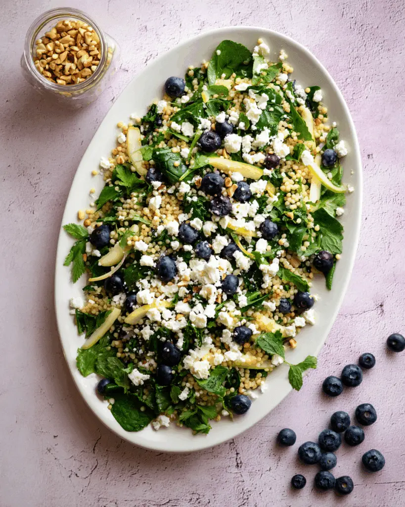 Giant Couscous with Blueberries, Hazelnuts, Feta & Preserved Lemons