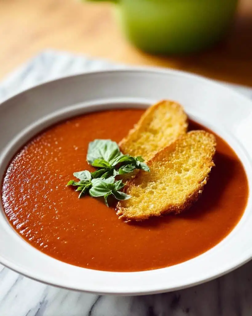 Tomato Soup with Parmesan Croutons