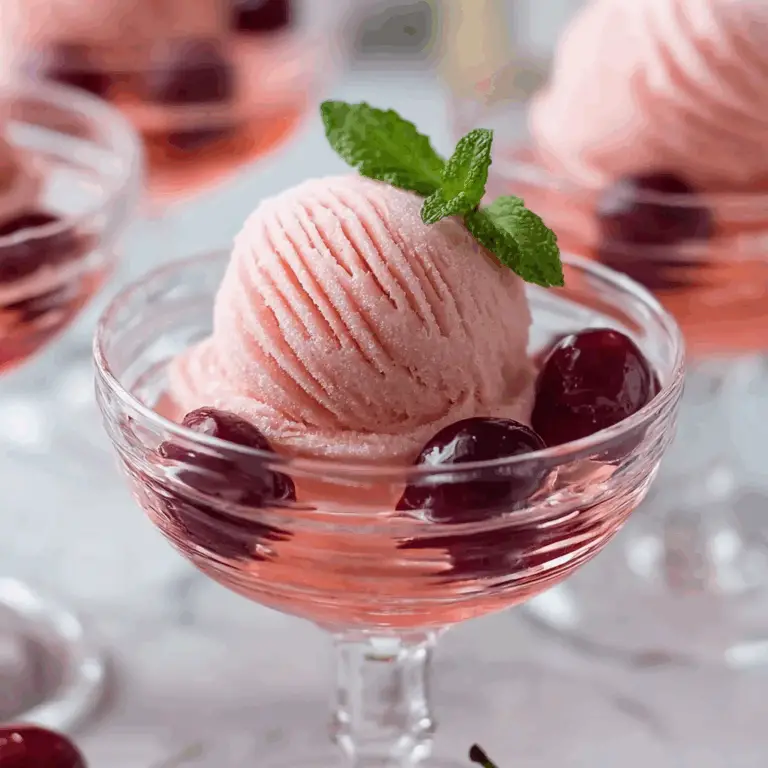 Cherry Rosé Sorbet – Light, Blushed & Creamy Dessert That Looks as Good as It Tastes