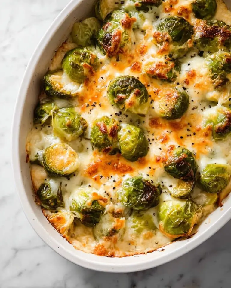 Garlicky Creamy Brussels Sprouts Au Gratin