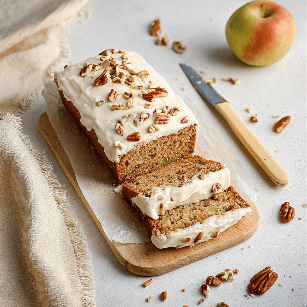 Spiced Apple Zucchini Bread with Cream Cheese Glaze