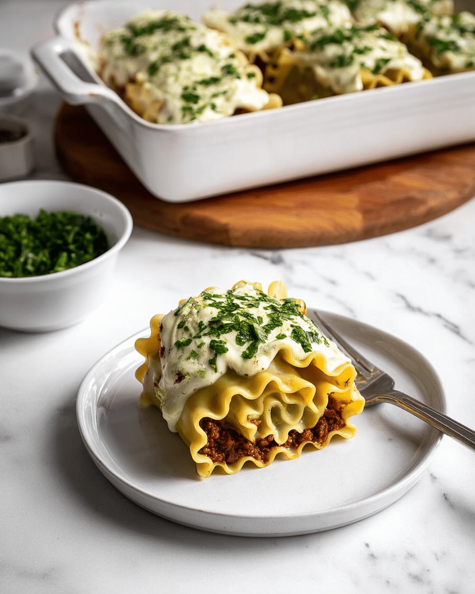 Vegan White Mushroom Lasagna Rolls