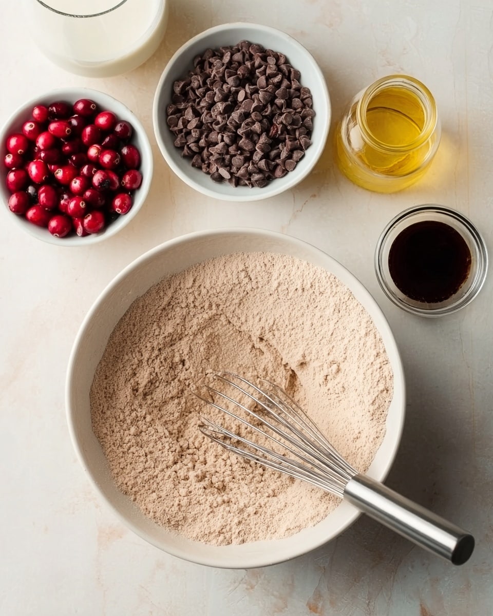 Small round chocolate cakes with two layers are arranged on a silver cooling rack on a white marbled surface. Each cake has a dark red filling between the layers and is covered with smooth dark chocolate dripping down the sides. On top of each cake, there is a shiny red berry and a green holly leaf with sharp edges. A few loose red berries are scattered around the rack. In the background, there are blurred green holly leaves and red berries. Photo taken with an iphone --ar 4:5 --v 7