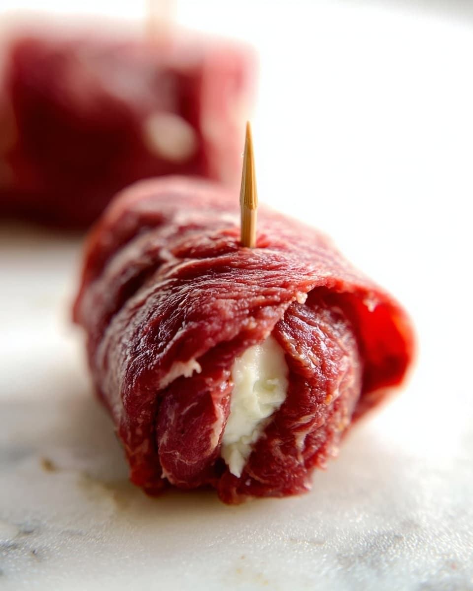 The image shows a white oval dish filled with 13 pieces of rolled or shaped meat, all covered in a thick reddish-brown sauce. The sauce looks smooth and shiny, pooling around the meat, and each piece of meat is garnished with small green herb leaves scattered on top. The dish is set on a white marbled surface. photo taken with an iphone --ar 4:5 --v 7
