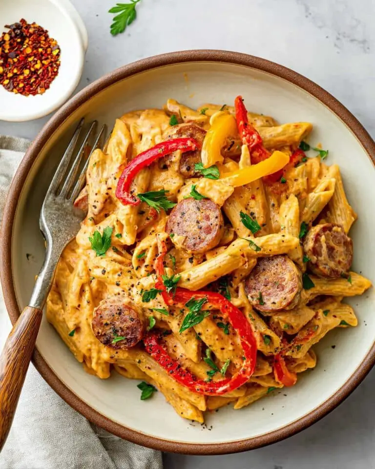 One Pot Creamy Cajun Sausage Pasta (30-Minutes) Recipe