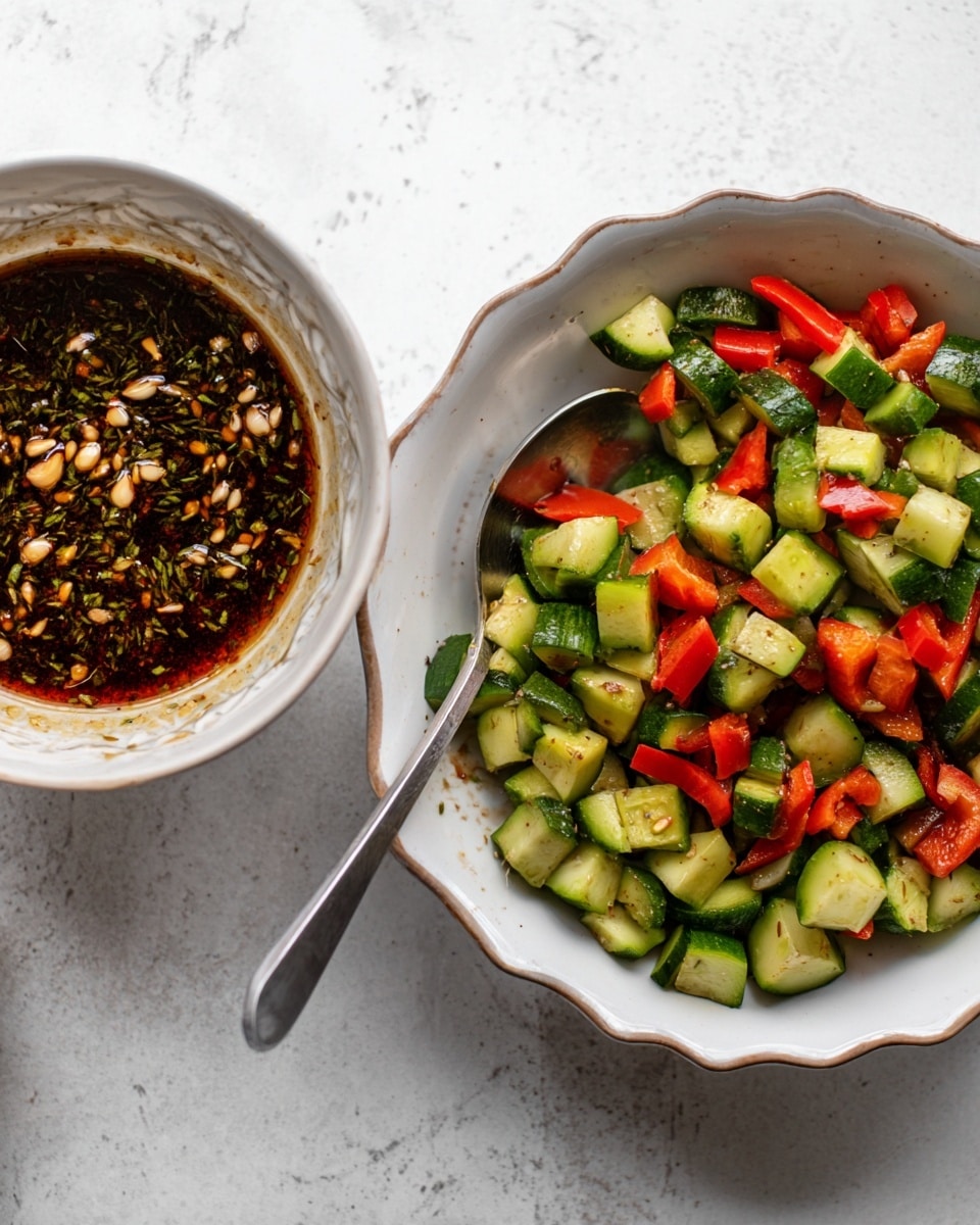 A blue and white floral patterned plate filled with raw shrimp coated in spices and herbs, arranged in a spiral, with a silver spoon placed on the right side of the plate; next to it, a small red ceramic bowl with creamy white sauce stirred by a spoon inside; both sit on a white marbled surface. Photo taken with an iphone --ar 4:5 --v 7