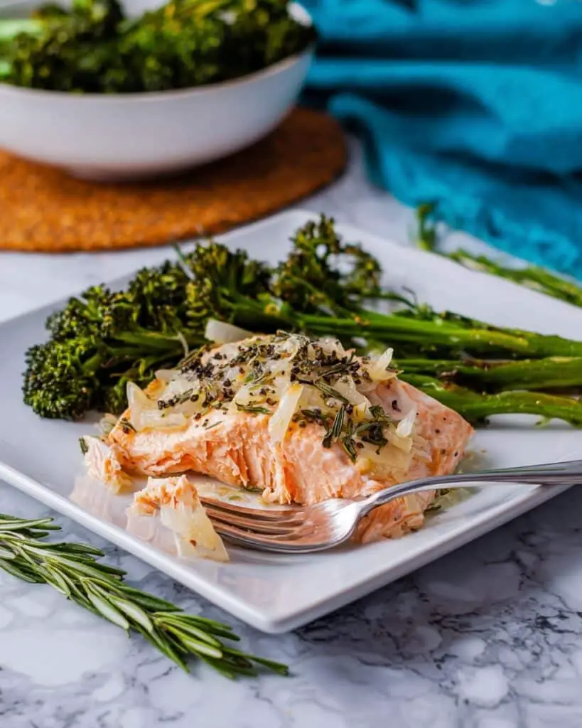 Buttery Baked Salmon with Baby Broccoli Recipe