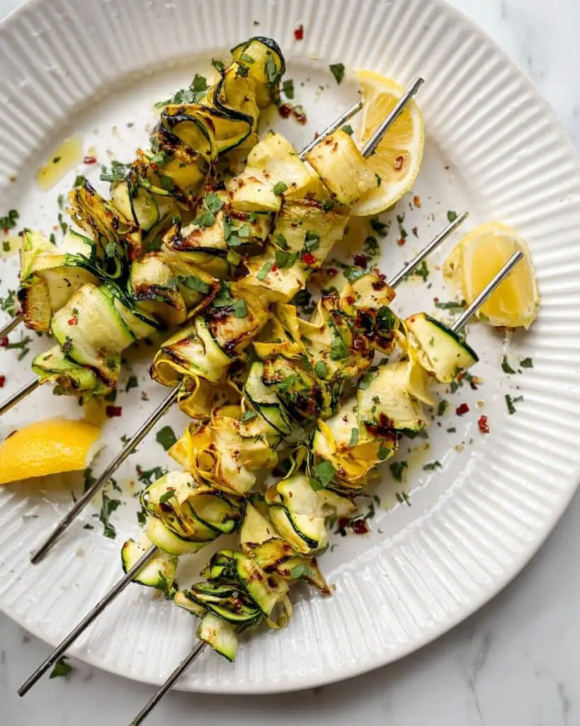Zucchini Ribbon Skewers with Spicy Lemon Butter Recipe