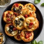 Easy Focaccia Muffins with Cherry Tomatoes, Olives, and Feta Recipe