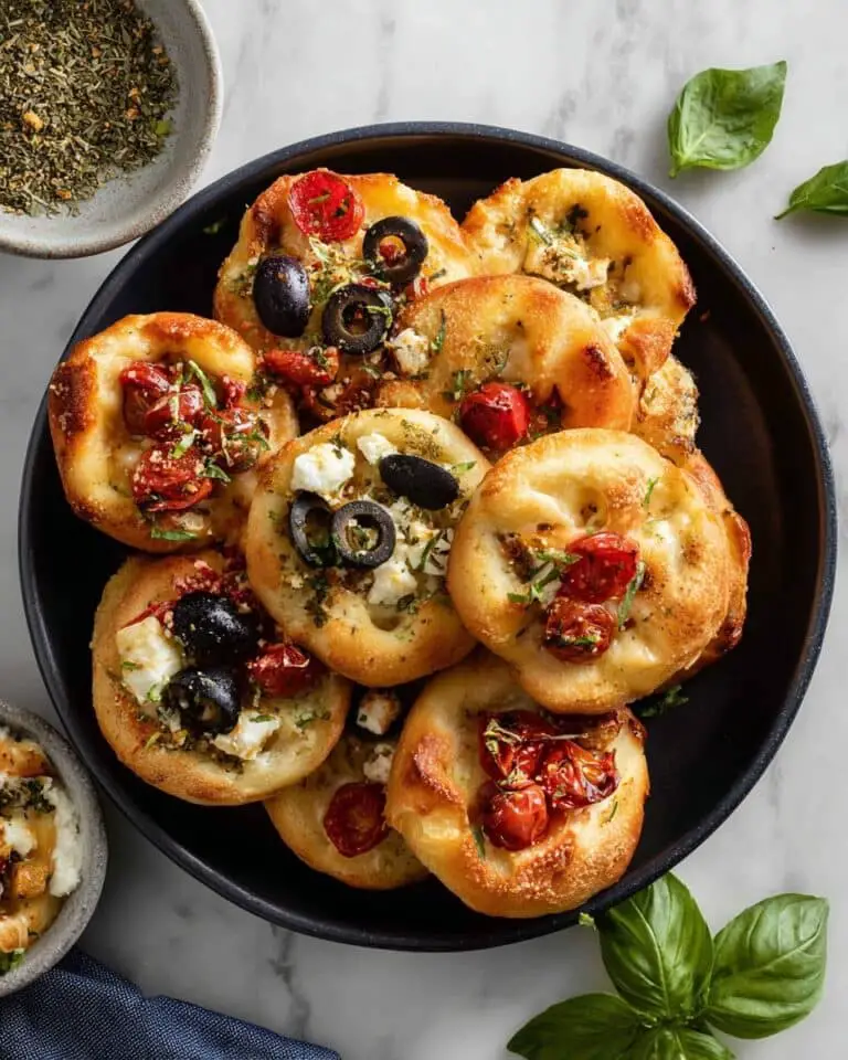 Easy Focaccia Muffins with Cherry Tomatoes, Olives, and Feta Recipe