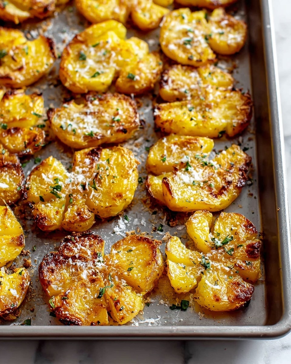 A white plate is filled with several golden-yellow round slices of crispy fried potatoes, each showing a browned, crunchy edge and soft, textured centers. They are sprinkled with small green herb bits and white grated cheese on top. On the upper right side of the plate, there is a small white bowl filled with creamy white sauce garnished with finely chopped green herbs. The whole setting is on a white marbled surface. photo taken with an iphone --ar 4:5 --v 7