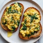 10-Minute Mushroom Spinach Scrambled Eggs (High-Protein) Recipe
