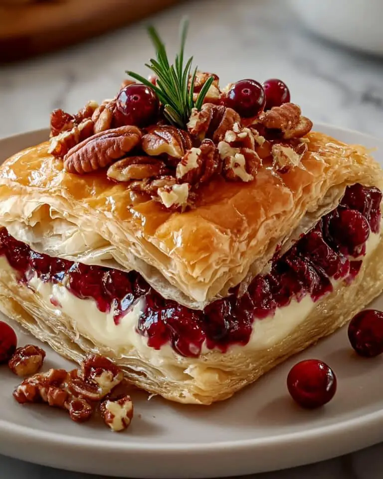 Cranberry Pecan Brie in Flaky Puff Pastry Recipe