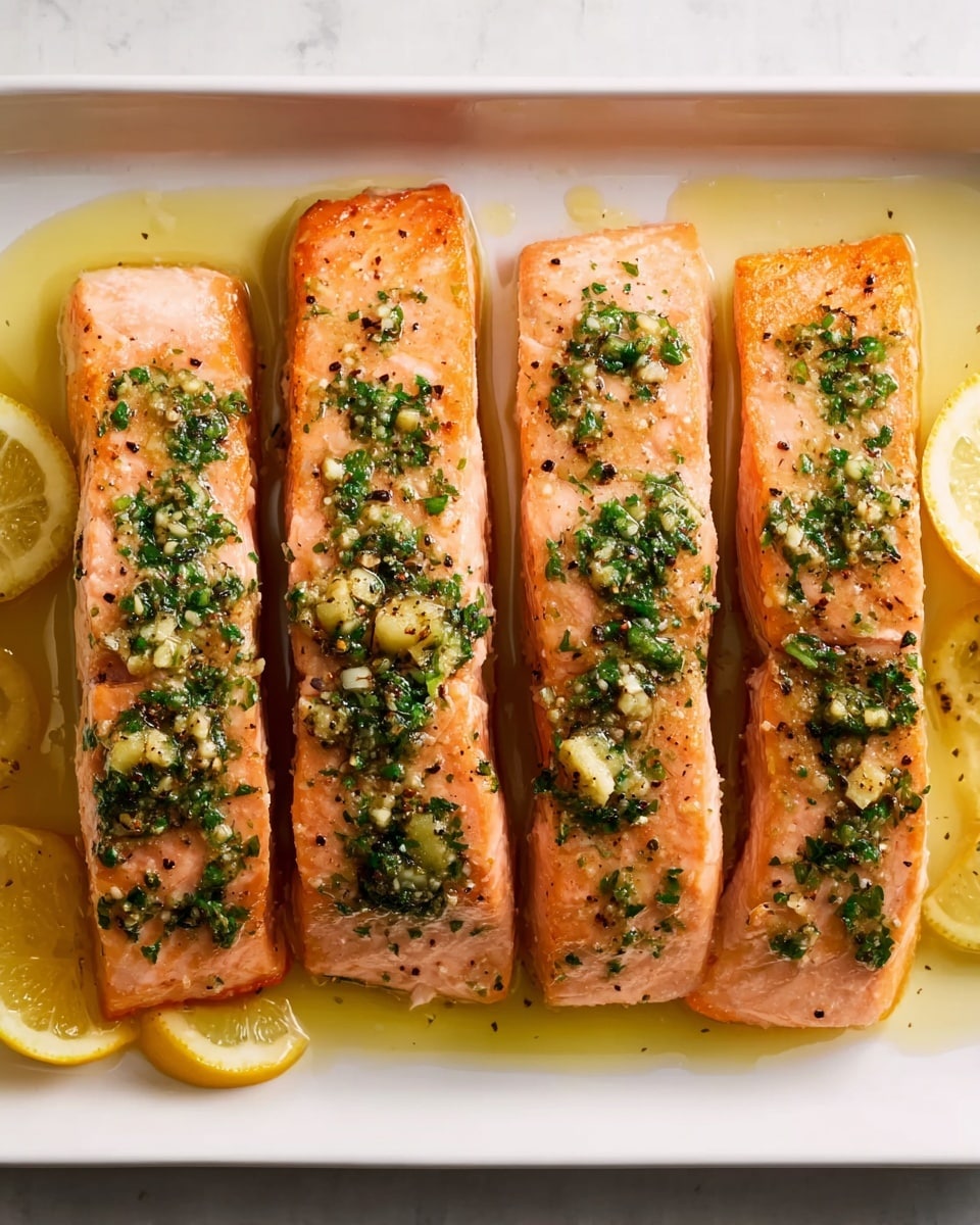 A white round plate holds five grilled salmon fillets, each golden-orange with dark grill marks and a shiny glaze. The fillets are arranged slightly overlapping, filling the plate. Bright red pomegranate seeds are scattered around and under the salmon, adding small spots of vibrant color. Green sprigs of fresh rosemary are placed among the fillets, adding texture and a fresh look. The plate sits on a white marbled surface with soft natural light. Photo taken with an iphone --ar 4:5 --v 7