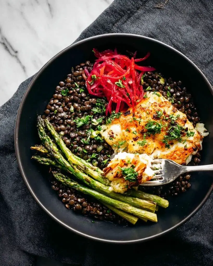 Perfect Baked Salmon with Lentils and Lemon Herb Sauce Recipe