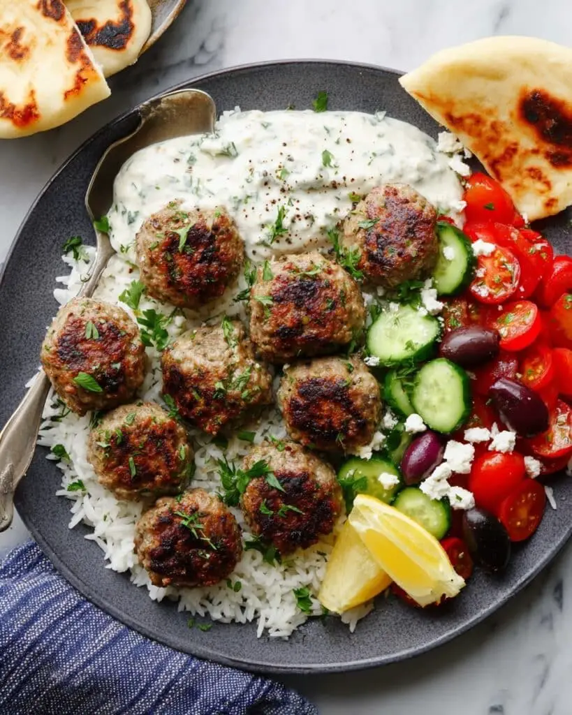 Savory Greek Turkey Meatballs with Tzatziki Sauce Recipe