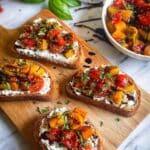 Burrata Bruschetta with Peaches and Tomatoes Recipe