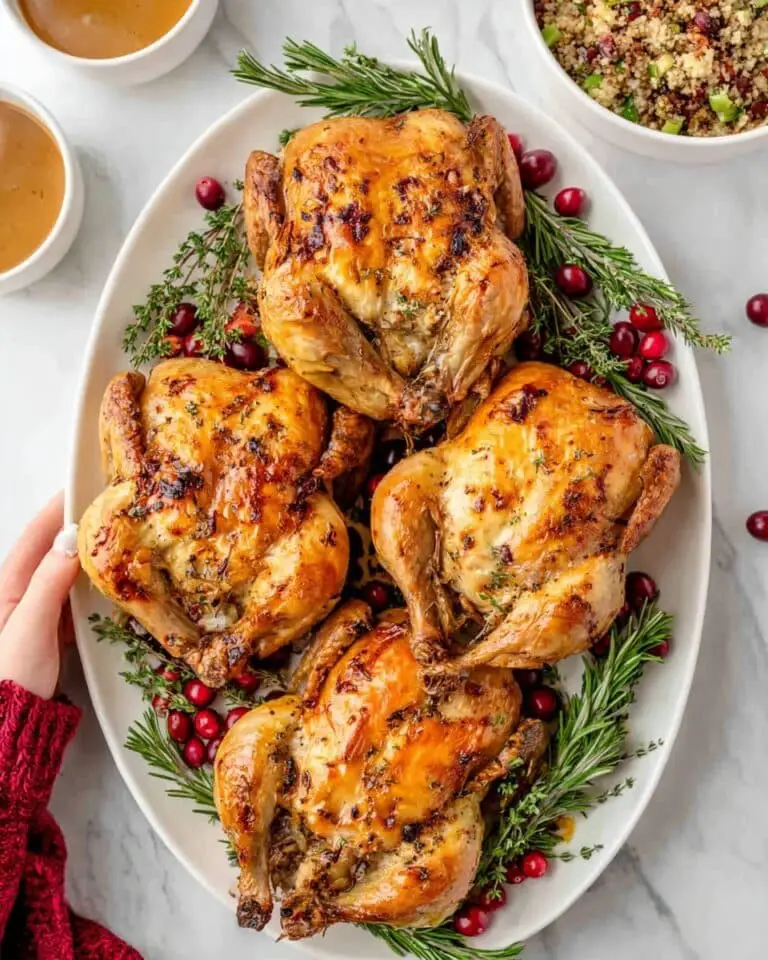 Stuffed Cornish Hens with Wild Rice and Herb Glaze Recipe